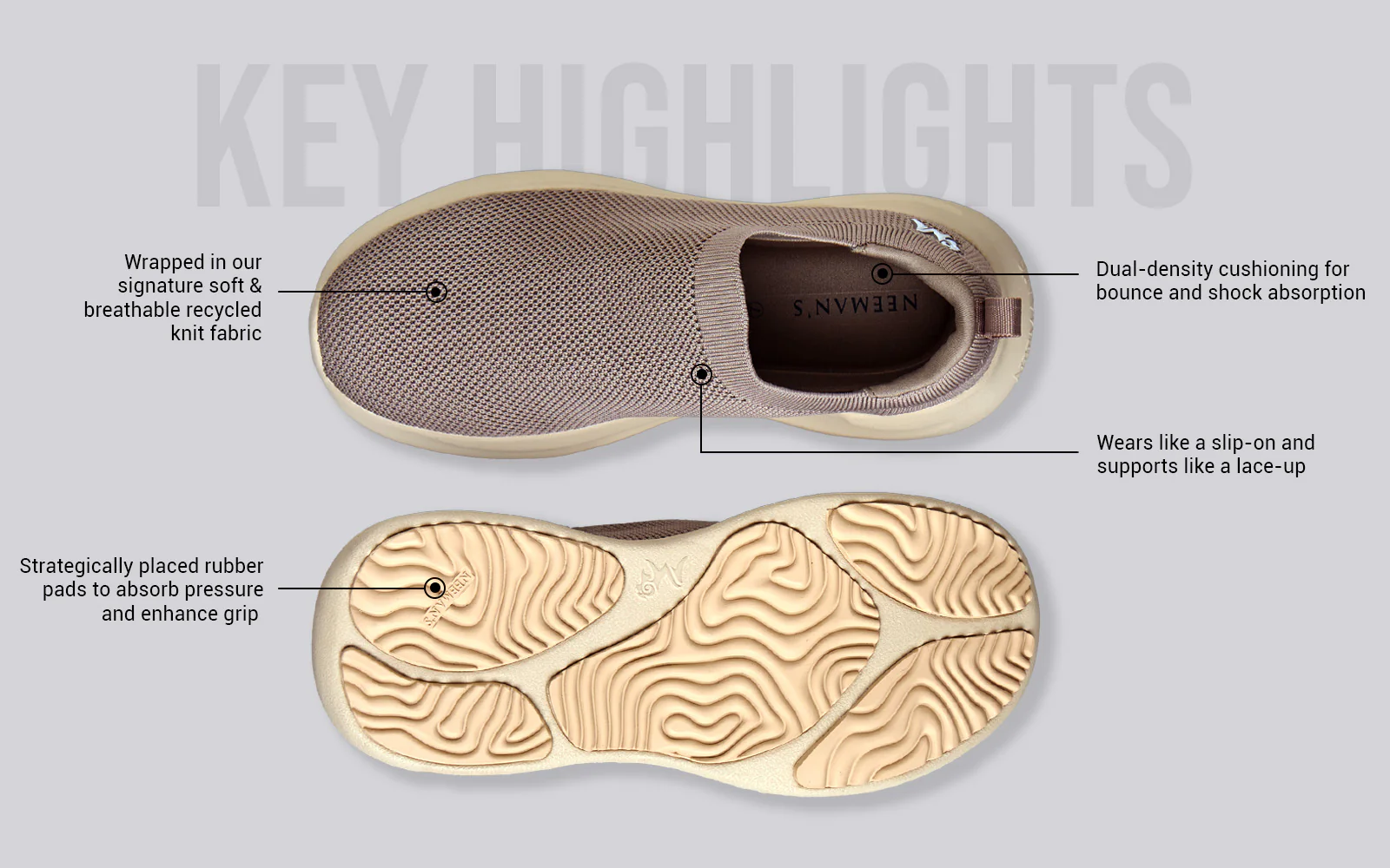 ReLive Knit Slip Ons Renew : Beige - Image 4