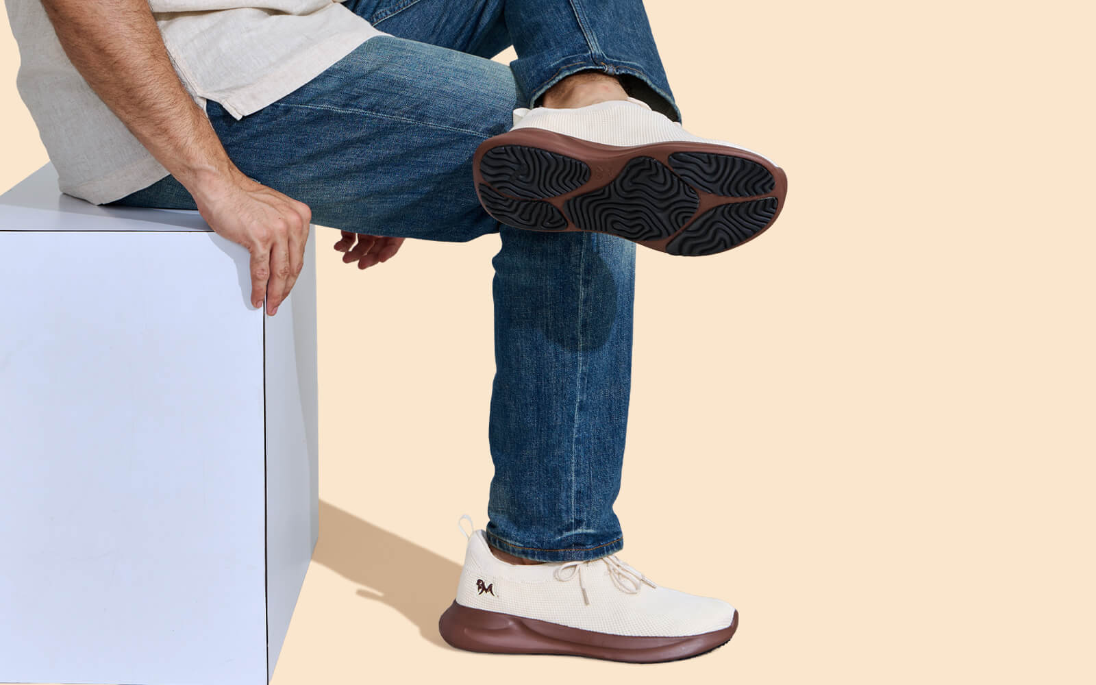 ReLive Knit Sneakers Renew : Ivory Brown - Image 6