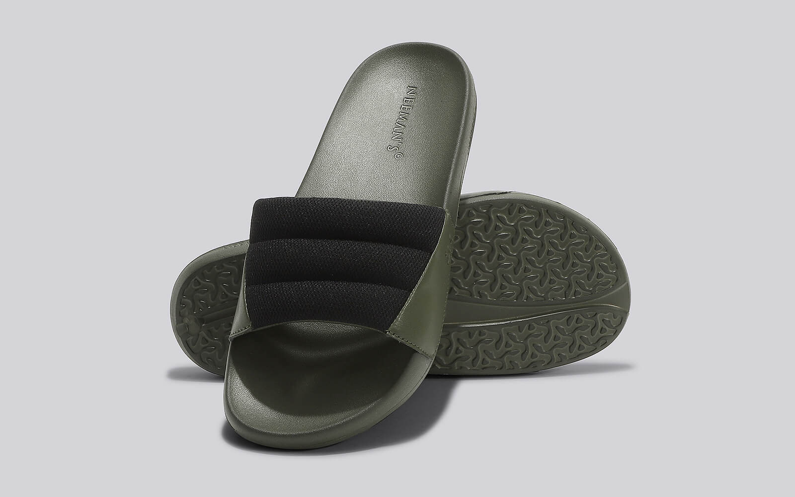 Squooshy Slides for Men : Olive-Black - Image 9