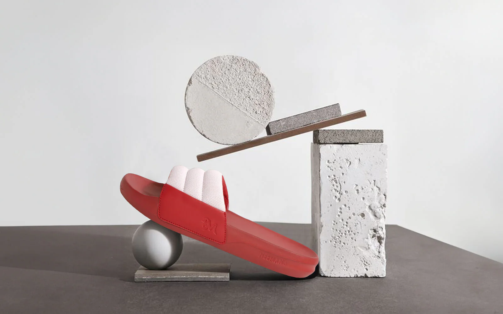 Squooshy Slides for Men : Red-White - Image 3