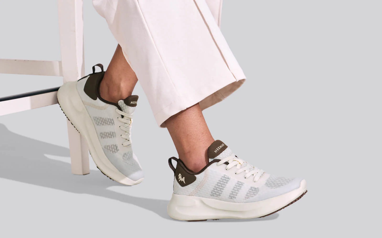 Swift Knit Sneakers For Men : Ivory Brown - Image 8