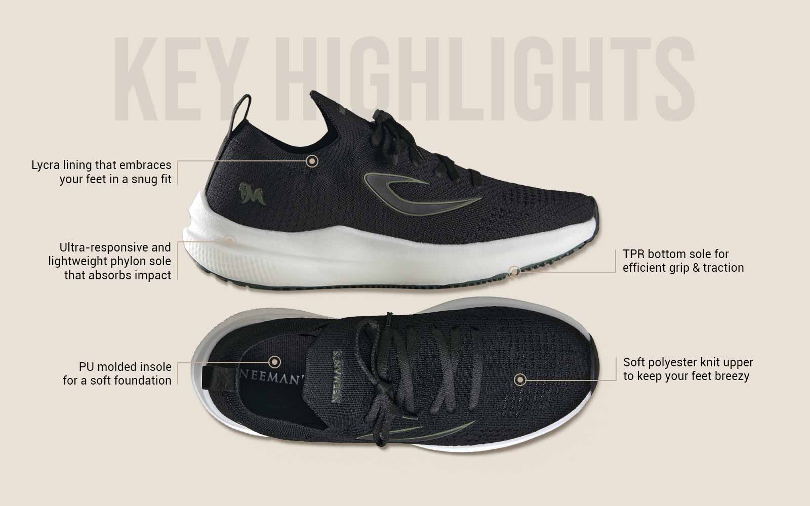 Whoosh Lite Sneakers : Black - Image 4